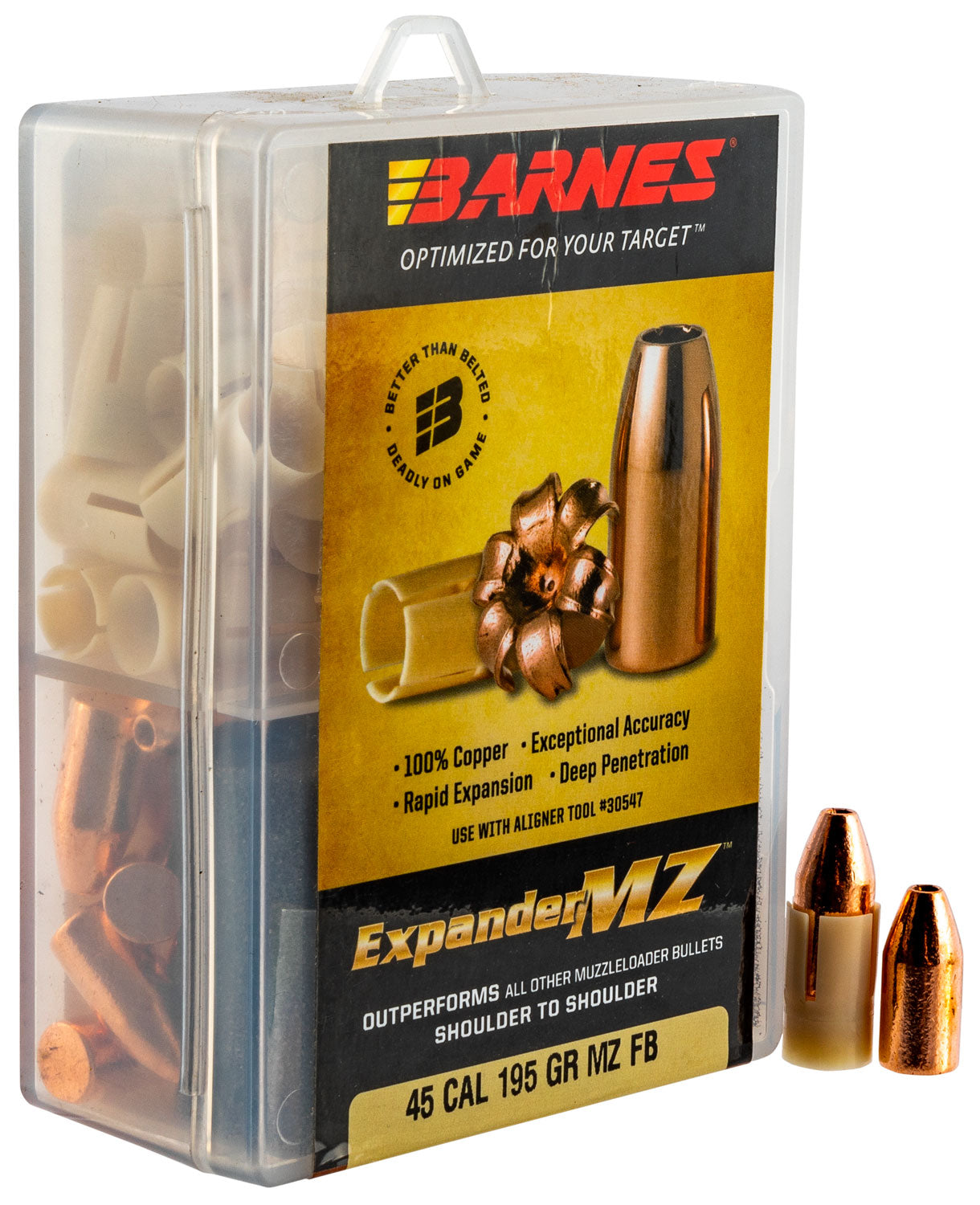 Barnes Bullets 30509 Expander MZ .45 Cal 195gr Copper HP Muzzleloader Bullets 24/Box