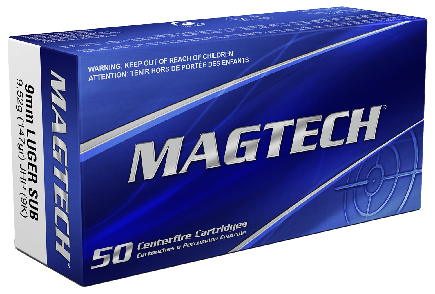 Magtech Sport Shooting Range/Training Subsonic 9mm Luger / Parabellum 147 gr JHP ammo