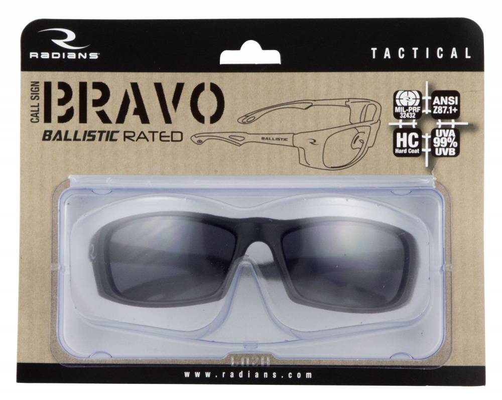 Radians Shooting Glasses Matte Black Smoke Lens Rubber Temple Grips Adjustable Nosepiece