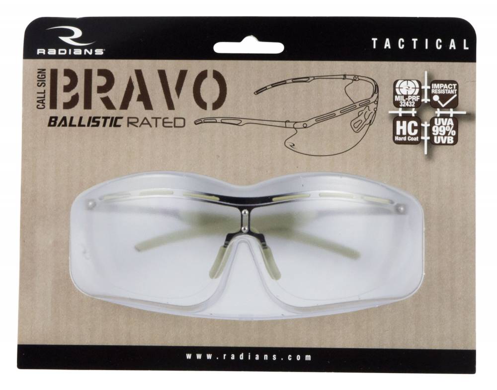 Radians CSB1011BX Bravo Eye Protection Silver Metal Frame Polycarbonate Clear Lens 1 Pair