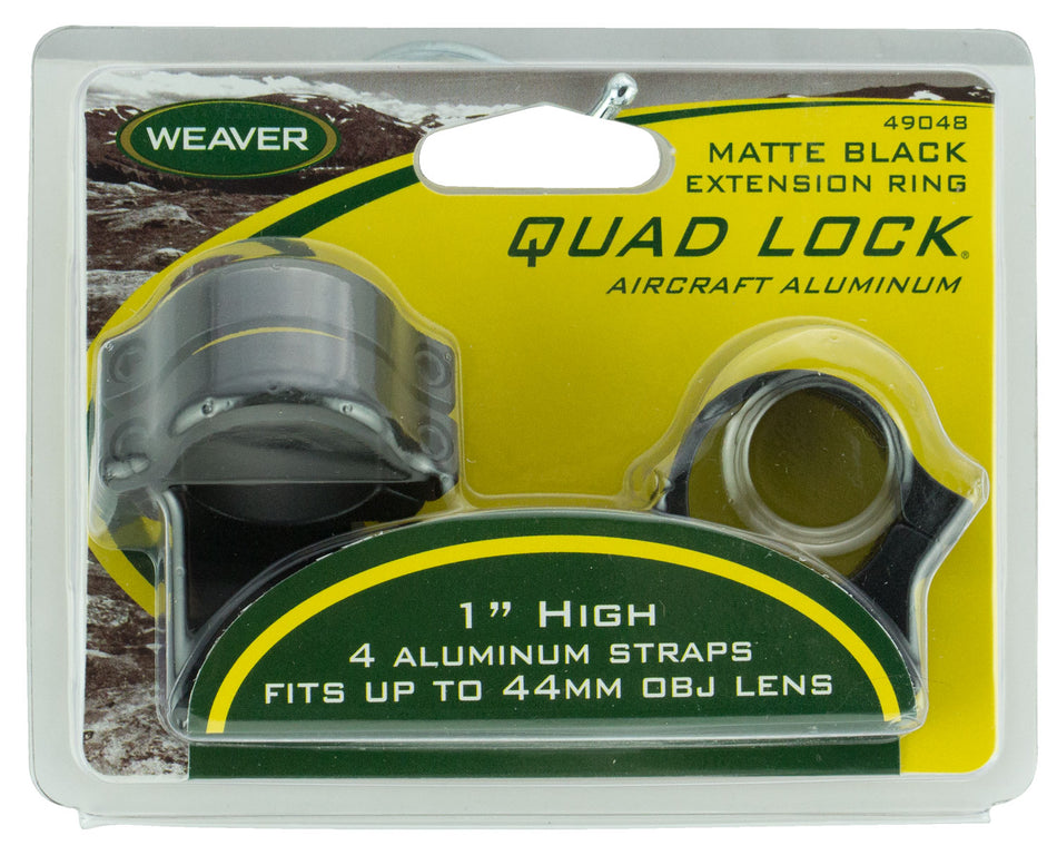 Weaver Quad Lock Quick Detachable Extended Scope Rings Matte Black 1" High