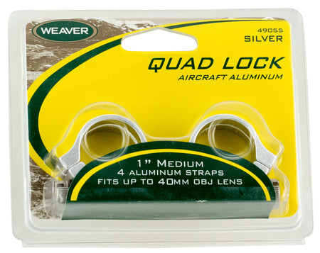 Weaver Quad Lock Quick Detachable Scope Rings Silver 1" Medium