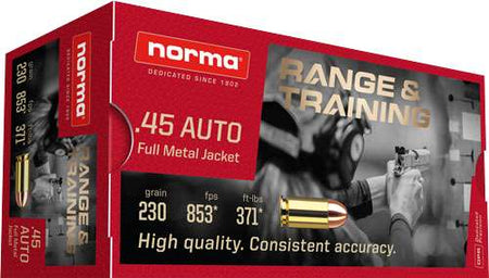 Norma Range & Training .45 ACP/Auto 230 gr FMJ ammo