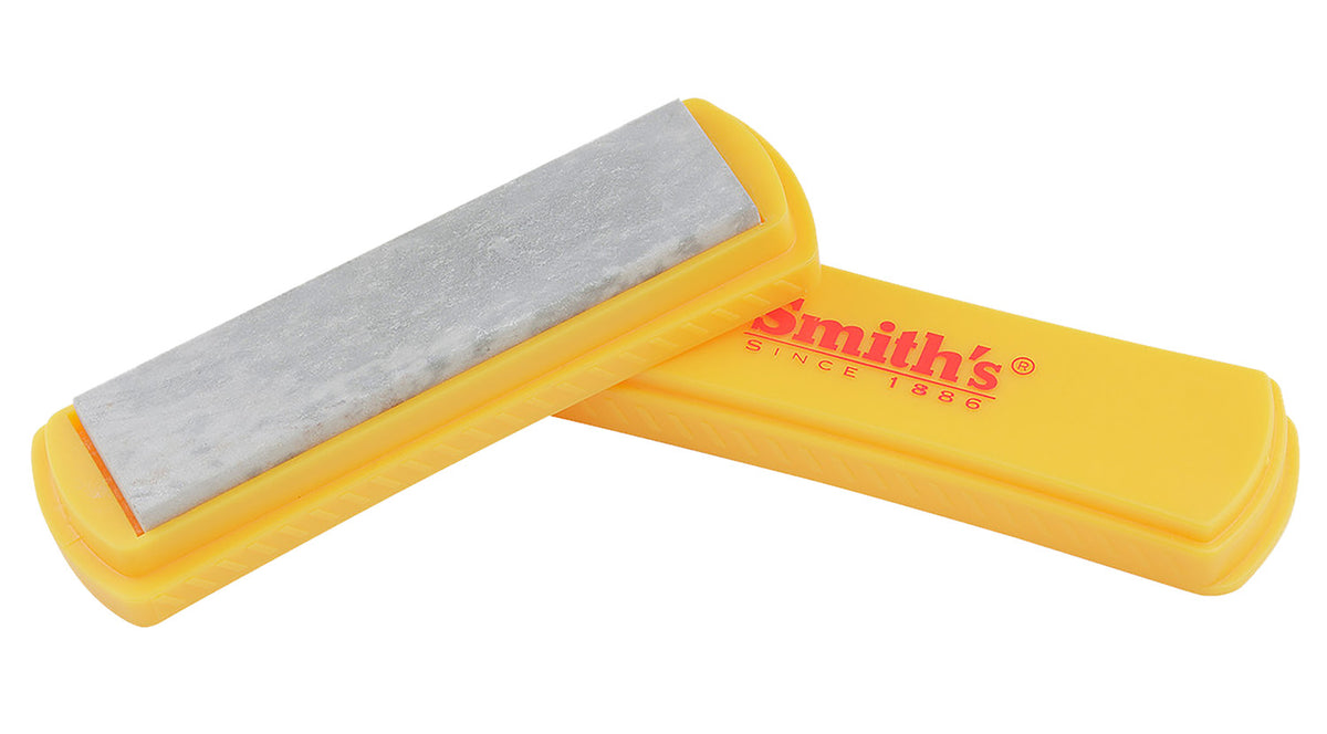 Smiths Products 50556 Arkansas Hand Held 4" Natural Sharpening Stone with Plastic Handle White/Yellow