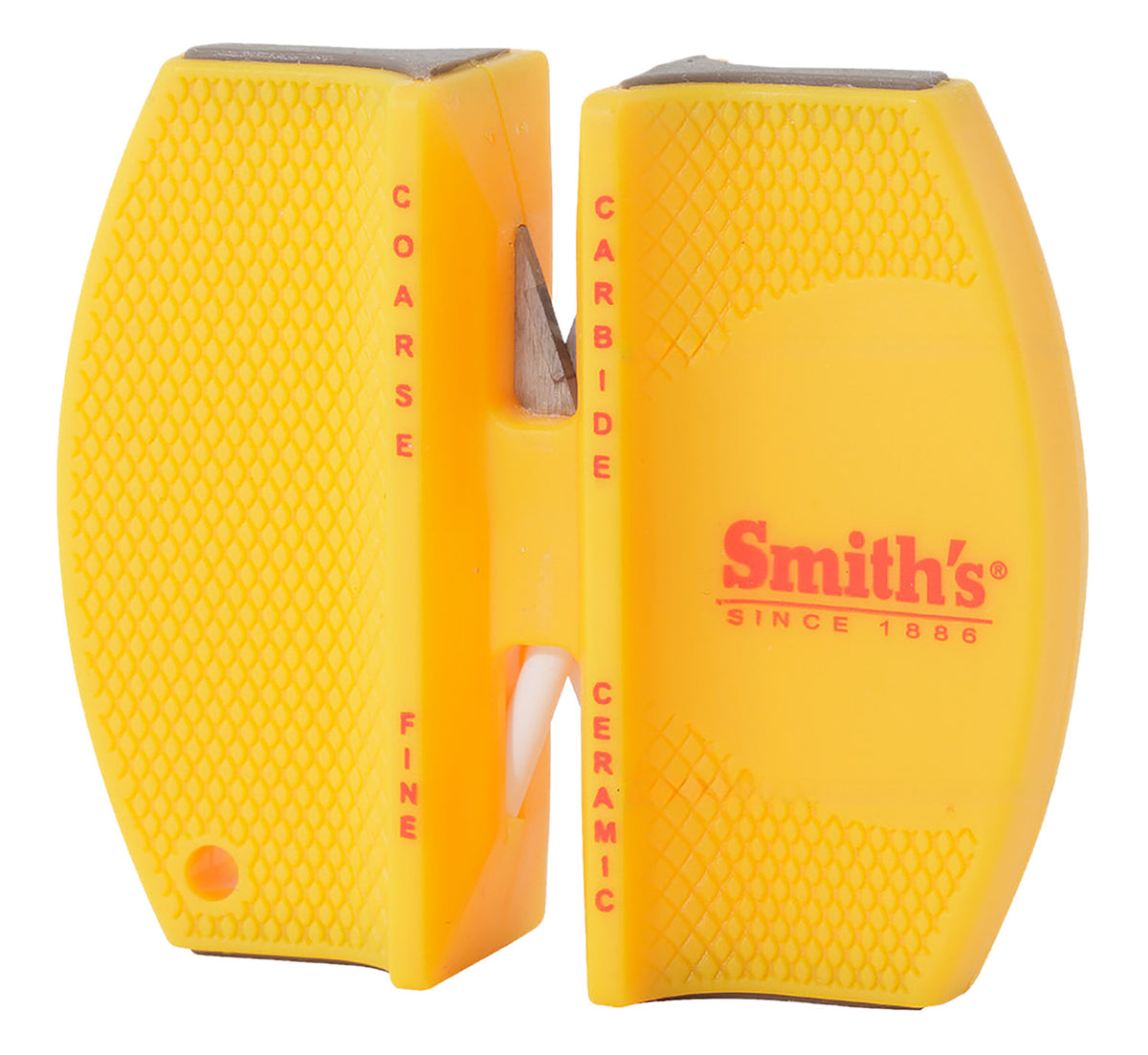 Smiths Products CCKS 2-Step Knife Sharpener Carbide and Ceramic Fine/Coarse Rubber Handle Yellow