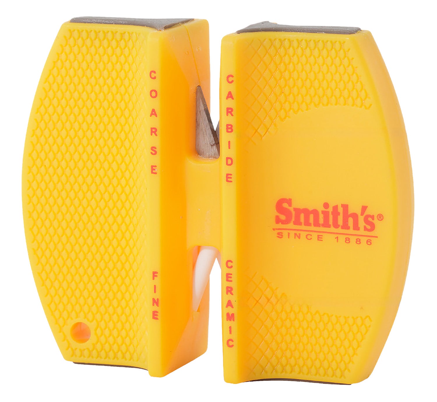 Smiths Products CCKS 2-Step Knife Sharpener Carbide and Ceramic Fine/Coarse Rubber Handle Yellow