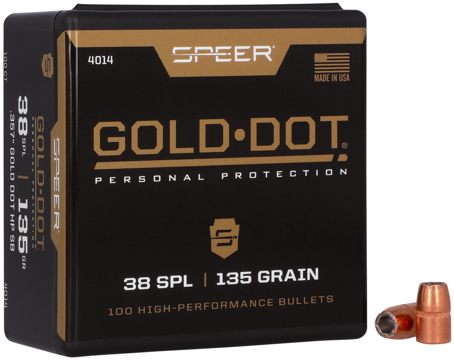 Speer #4014 Gold Dot 38 Special 135gr Hollow Point Reloading Bullets Box of 100