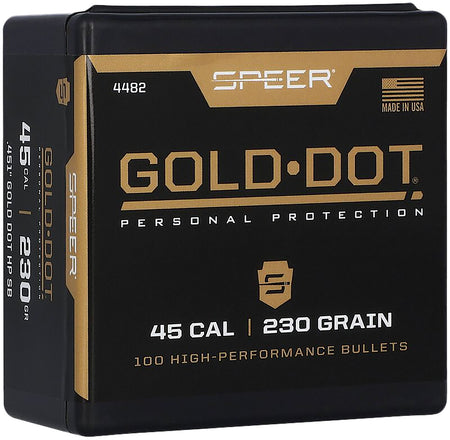 Speer #4482 Gold Dot 45 Cal 230gr Hollow Point Reloading Bullets Box of 100