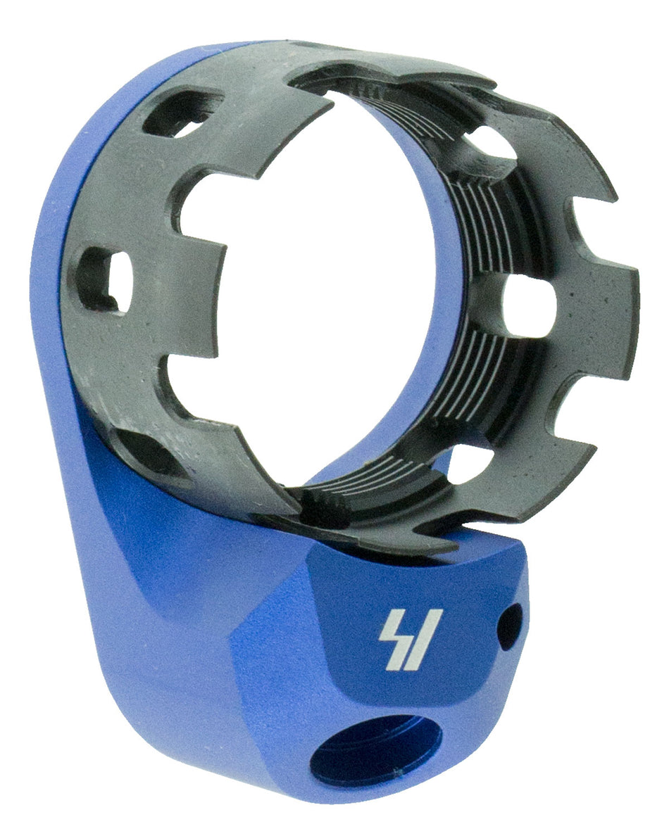 Strike Industries AR Castle Nut and Extended End Plate Steel Blue