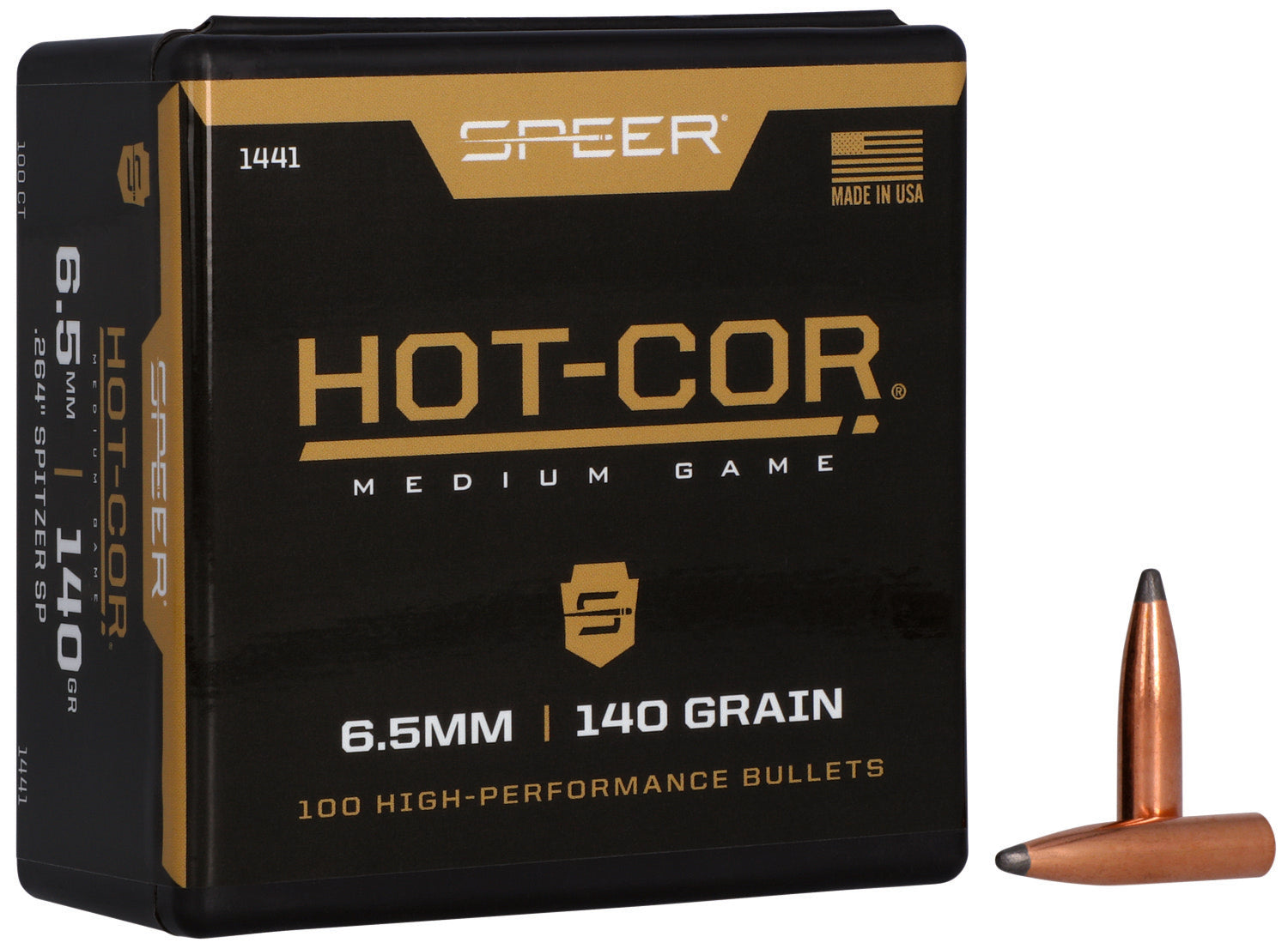 Speer Hot-Cor Rifle Bullet 264Cal 140gr Spitzer Soft Point 100ct