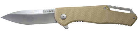 KA-BAR Jarosz 3.5 In Spearpoint Flipper Folding Knife Tan Grip with Pocket Clip