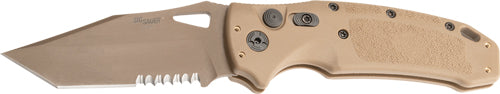 Hogue K320A M17 3.5" Auto Folding Knife Tanto Part Serrated Polymer Frame Tan