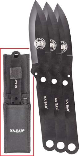 Ka-Bar Throwing Knife Set 3-Pack 9.75" OAL 4" Blade with Polyester Storage Pouch
