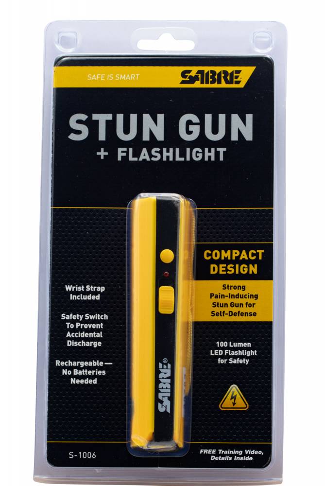 Sabre S1006YW Concealable Stun Gun 800,000 Volts with 100-Lumen Flashlight Yellow