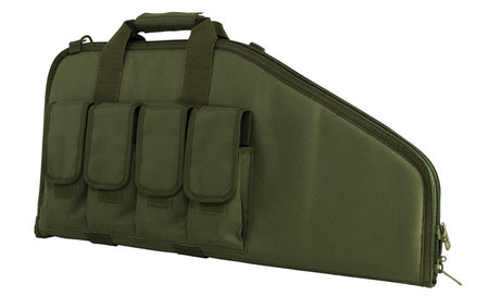 VISM Tactical SubGun/AR/AK Pistol Case 28" Green with 4 Mag Pouches