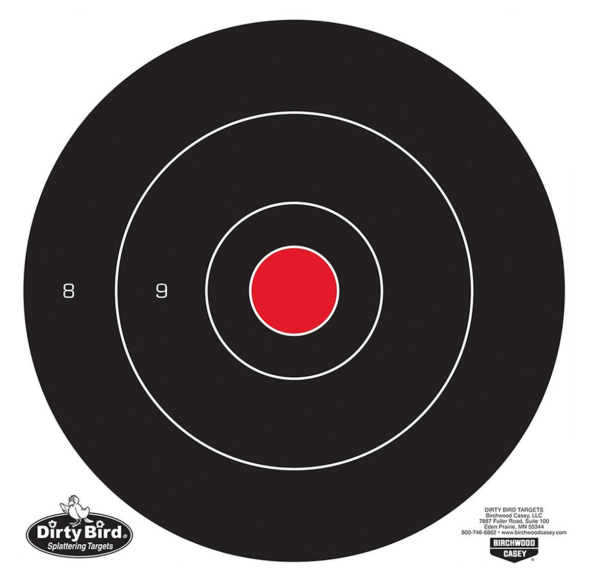 Birchwood Casey 35012 Dirty Bird 12" Bullseye Tagboard Hanging Target Black/White 12 Pack