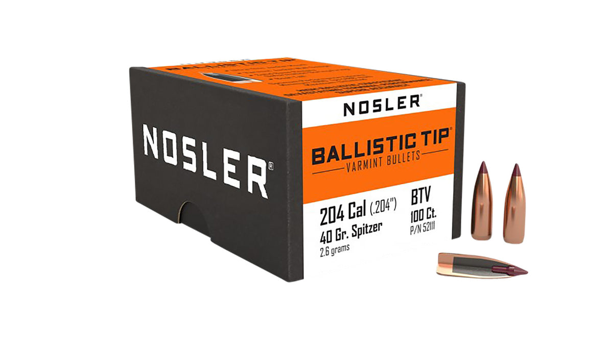 Nosler 52111 204 Ruger 40gr Ballistic Tip Varmint Spitzer 100/Box