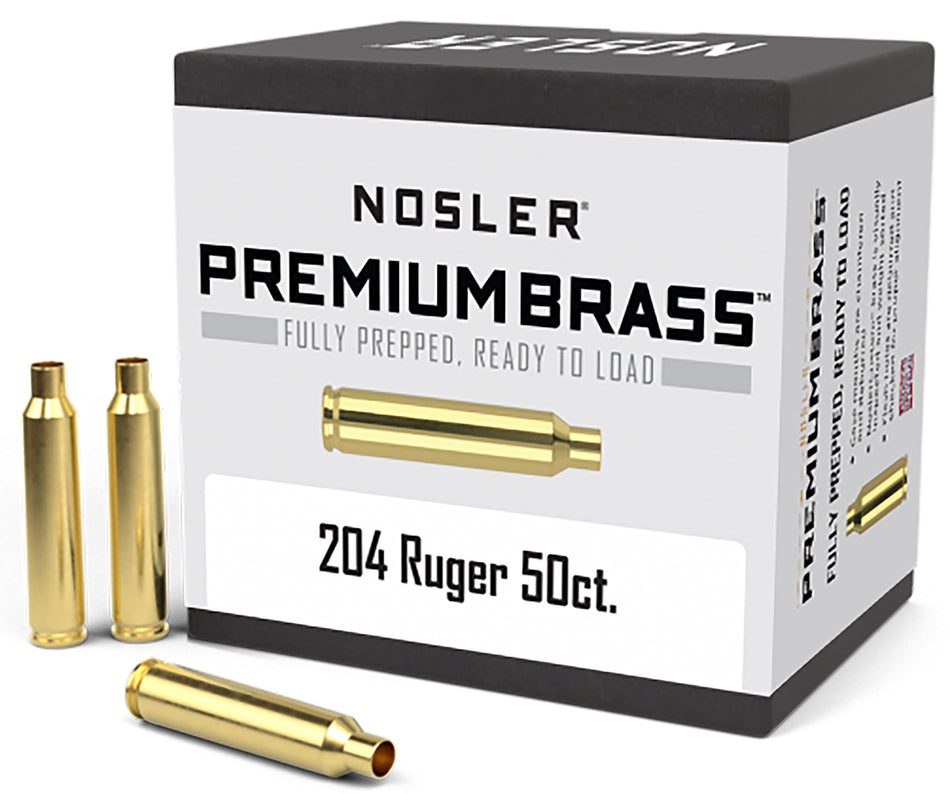Nosler 10056 Reloading Brass 204 Ruger Unprimed Rifle Cases 50ct