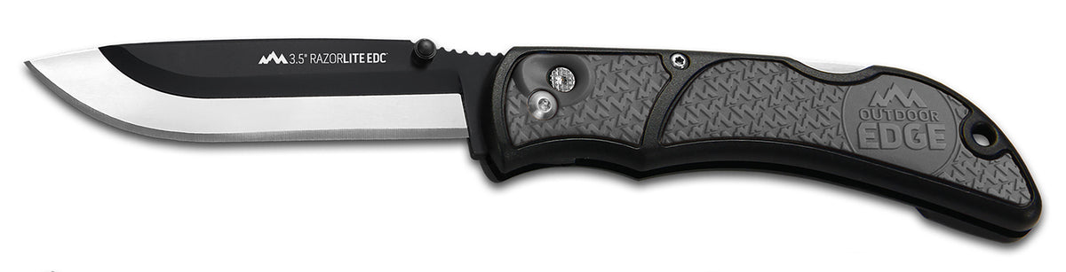 Outdoor Edge RLY50C RazorLite 3.50" Folding Drop Point 420J2 SS Blade Black/Gray Polymer Handle