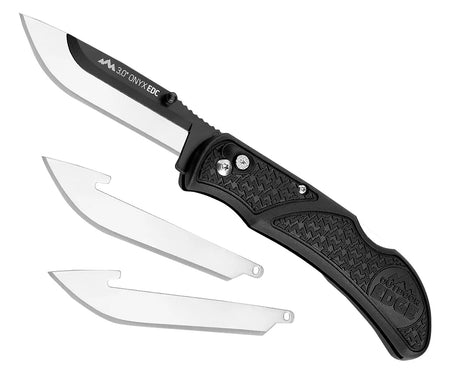 Outdoor Edge OX30C Onyx Lite 3" Folding Plain 420J2 SS Blade Black Trimond Polymer Handle