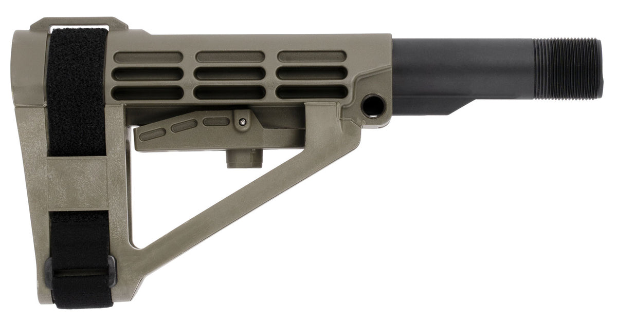 SB Tactical SBA4 OD Green 5-Position Adjustable Pistol Brace with 6-Position Mil-Spec Carbine Extension