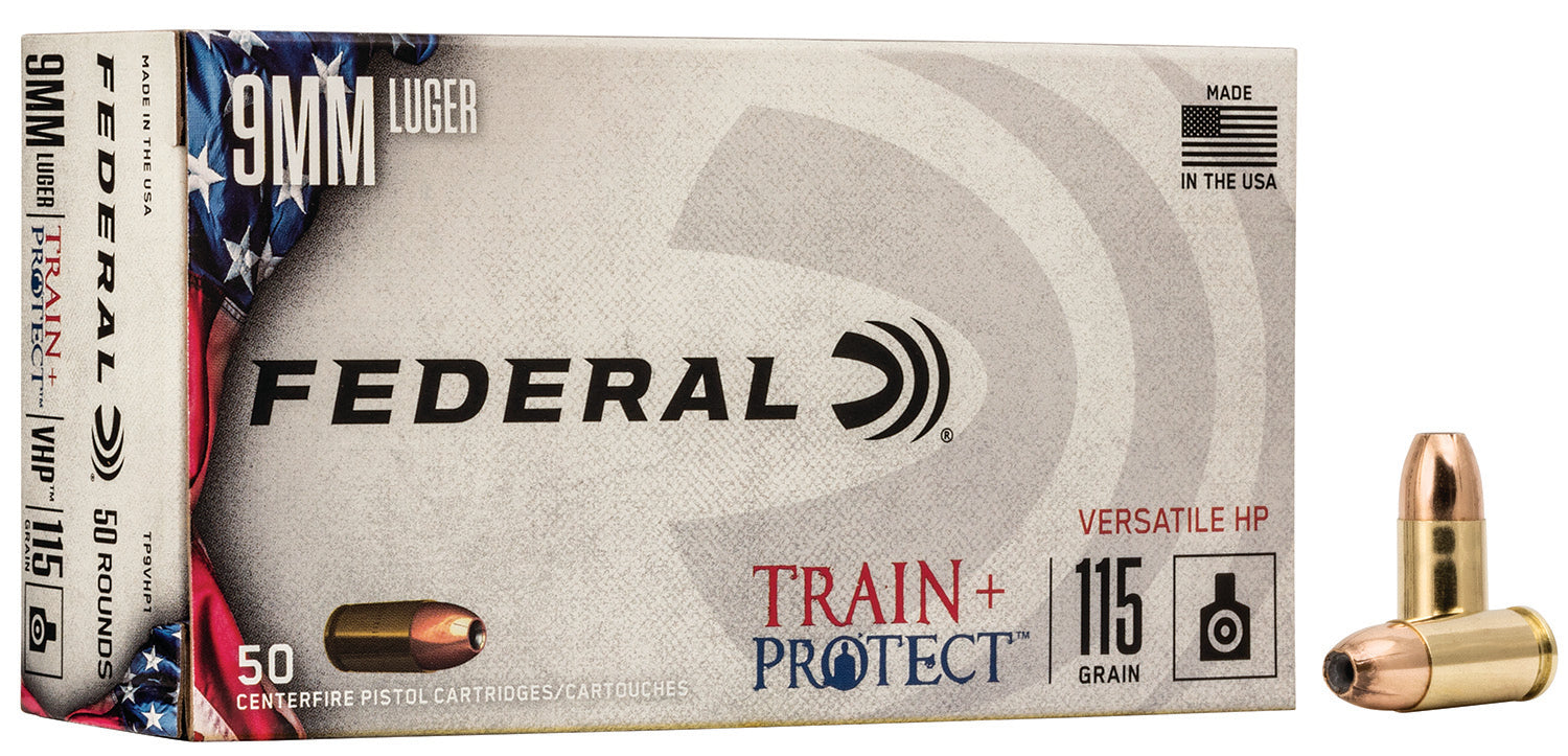 Federal TP9VHP1 Train & Protect Versatile Hollow Point  115 Grain 9mm Luger/Parabellum
