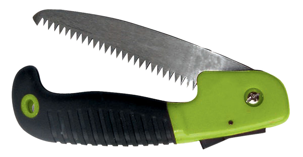 HME FS1 Folding Saw 7" Carbon Steel Blade with Rust-Resistant Coating and Pistol Grip Handle Black Polymer
