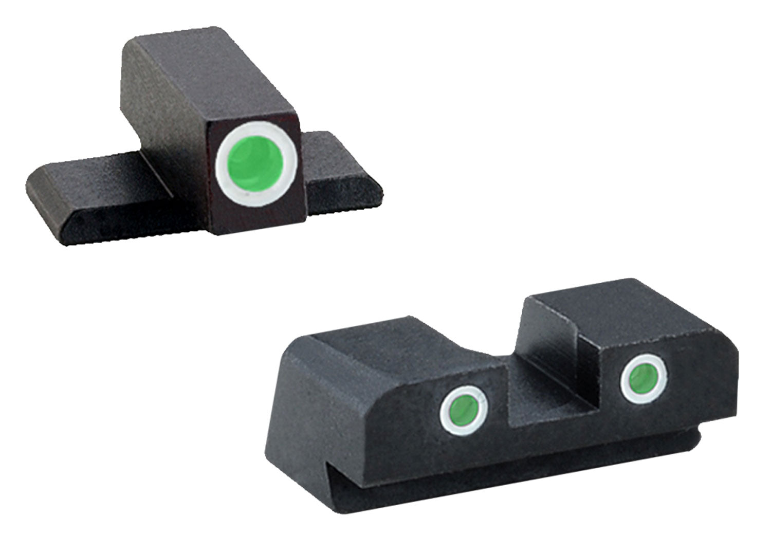 AmeriGlo XD191 Classic Tritium Sight Set for Springfield Armory XD - Green/White Outline Front & Rear