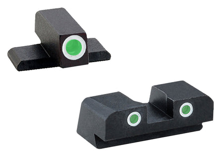 AmeriGlo XD191 Classic Tritium Sight Set for Springfield Armory XD - Green/White Outline Front & Rear