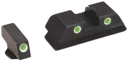 AmeriGlo GL119 Classic Tritium Sight Set for Glock - Green/White Outline Front & Rear