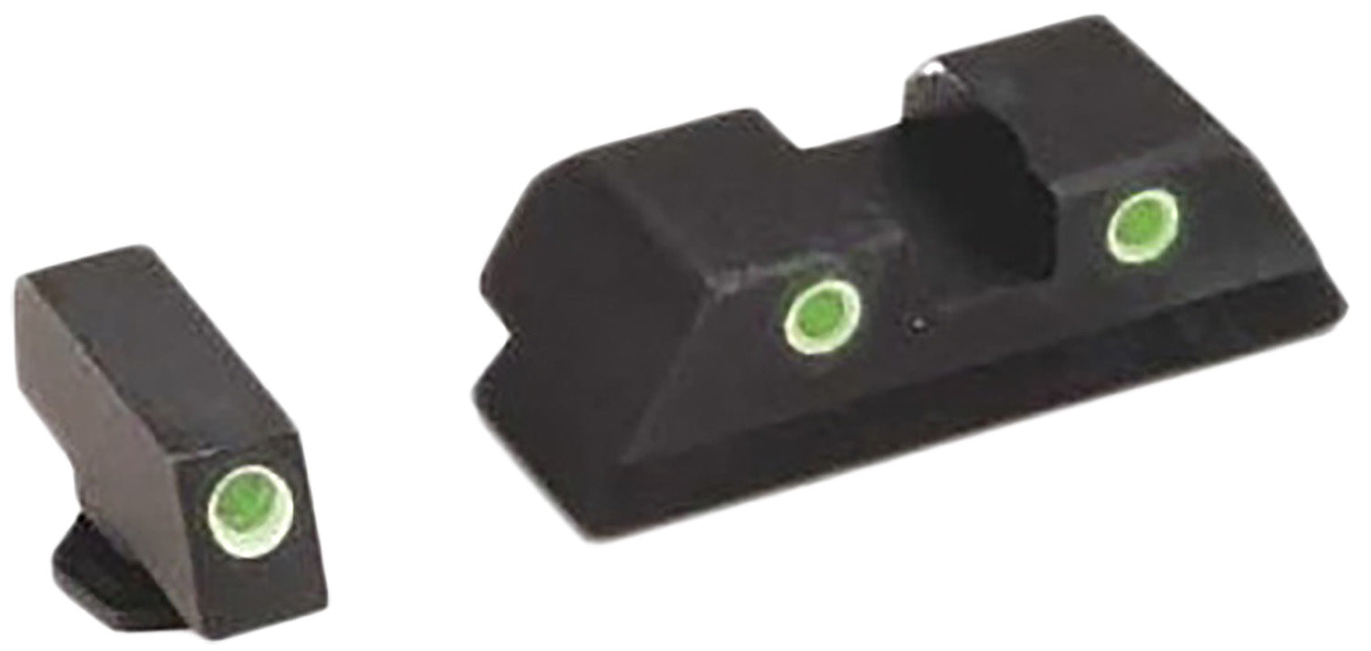 AmeriGlo GL113 Classic Tritium Sight Set for Glock - Green/White Outline Front & Rear