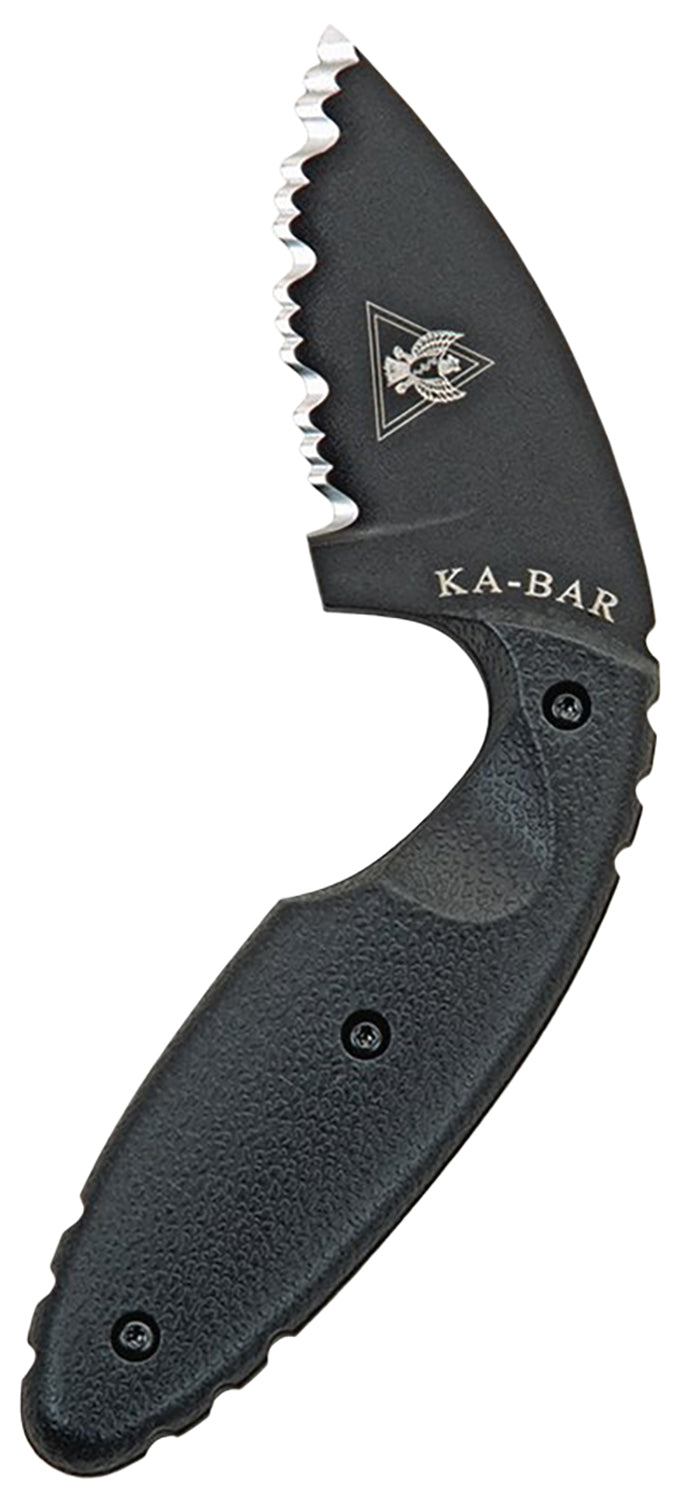 Ka-Bar 1481 TDI Law Enforcement 2.31" Fixed Drop Point Serrated AUS-8A SS Blade, Black Zytel Handle with Belt Clip