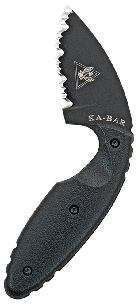 Ka-Bar 1481 TDI Law Enforcement 2.31" Fixed Drop Point Serrated AUS-8A SS Blade, Black Zytel Handle with Belt Clip