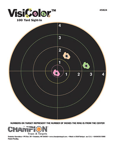 Champion VisiColor Bullseye Reactive Paper Hanging Targets 8.5x11" 10 Pack