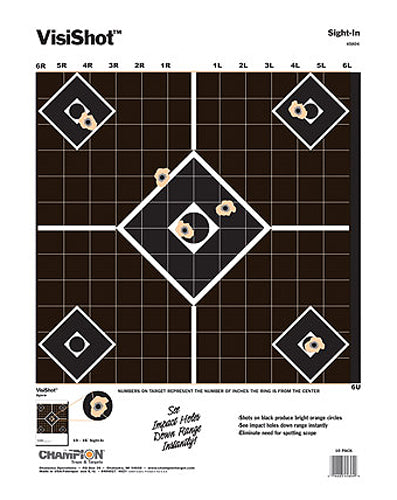 Champion VisiShot 5-Diamond Pistol/Rifle Paper Targets 13x18" 10 Pack