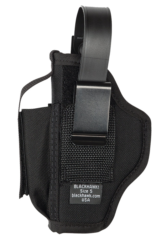Blackhawk Multi-Use IWB/OWB Holster Size 05 Black Cordura Nylon Belt Clip for Large Semi-Auto 3.75-4.5" Barrel Ambidextrous