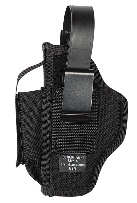 Blackhawk Multi-Use IWB/OWB Holster Size 05 Black Cordura Nylon Belt Clip for Large Semi-Auto 3.75-4.5" Barrel Ambidextrous