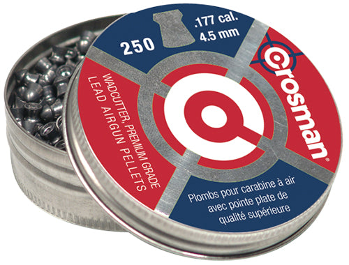 Crosman 6177 Wadcutter .177 Cal Flat Nose Lead Pellets 250-Count Tin