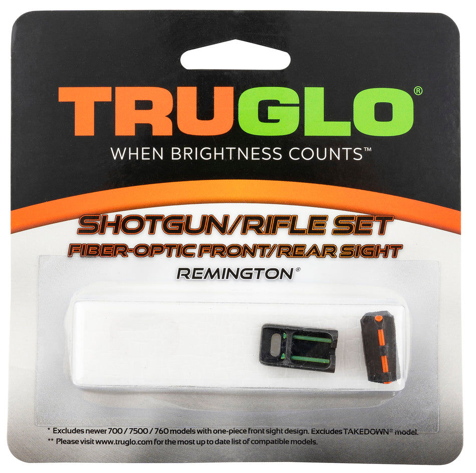 TruGlo TG110W Fiber-Optic Iron Sight Set for Remington Red Front Green Rear Windage Elevation Adj
