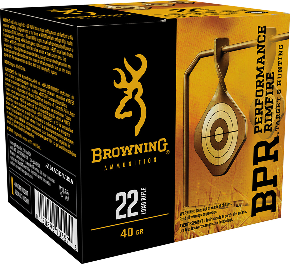 Browning B194122400 BPR Performance Rimfire Lead Round Nose LRN 40 Grain .22 Long Rifle