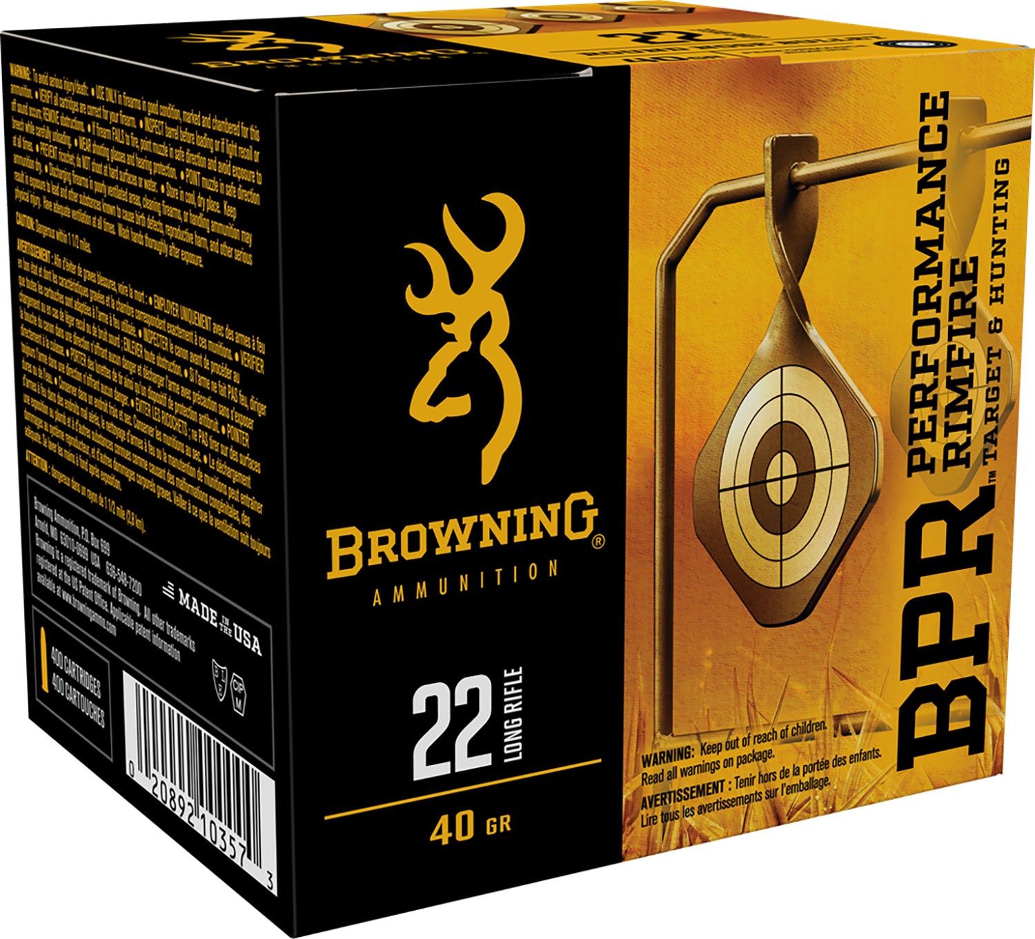Browning B194122400 BPR Performance Rimfire Lead Round Nose LRN 40 Grain .22 Long Rifle