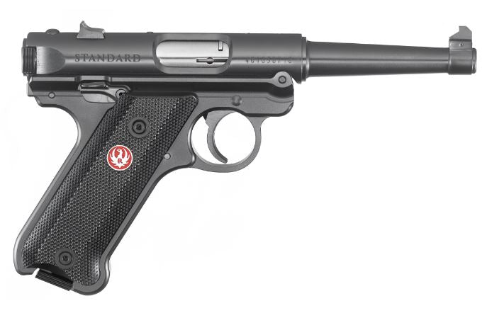 Ruger 40104 Mark IV 22 LR 10+1 4.75" Satin Stainless Tapered Barrel, Blued Steel Slide & Aluminum Frame, Checkered Synthetic Grip