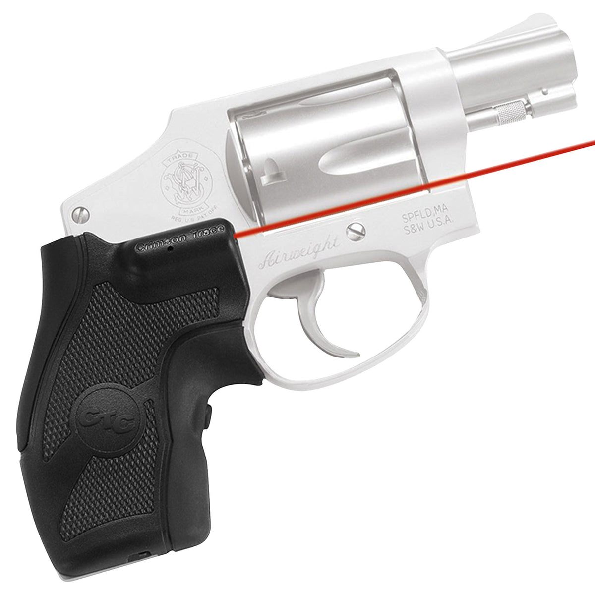 Crimson Trace 011680 Lasergrips for S&W J Frame Round Butt Revolvers, Red Laser, Black Polymer