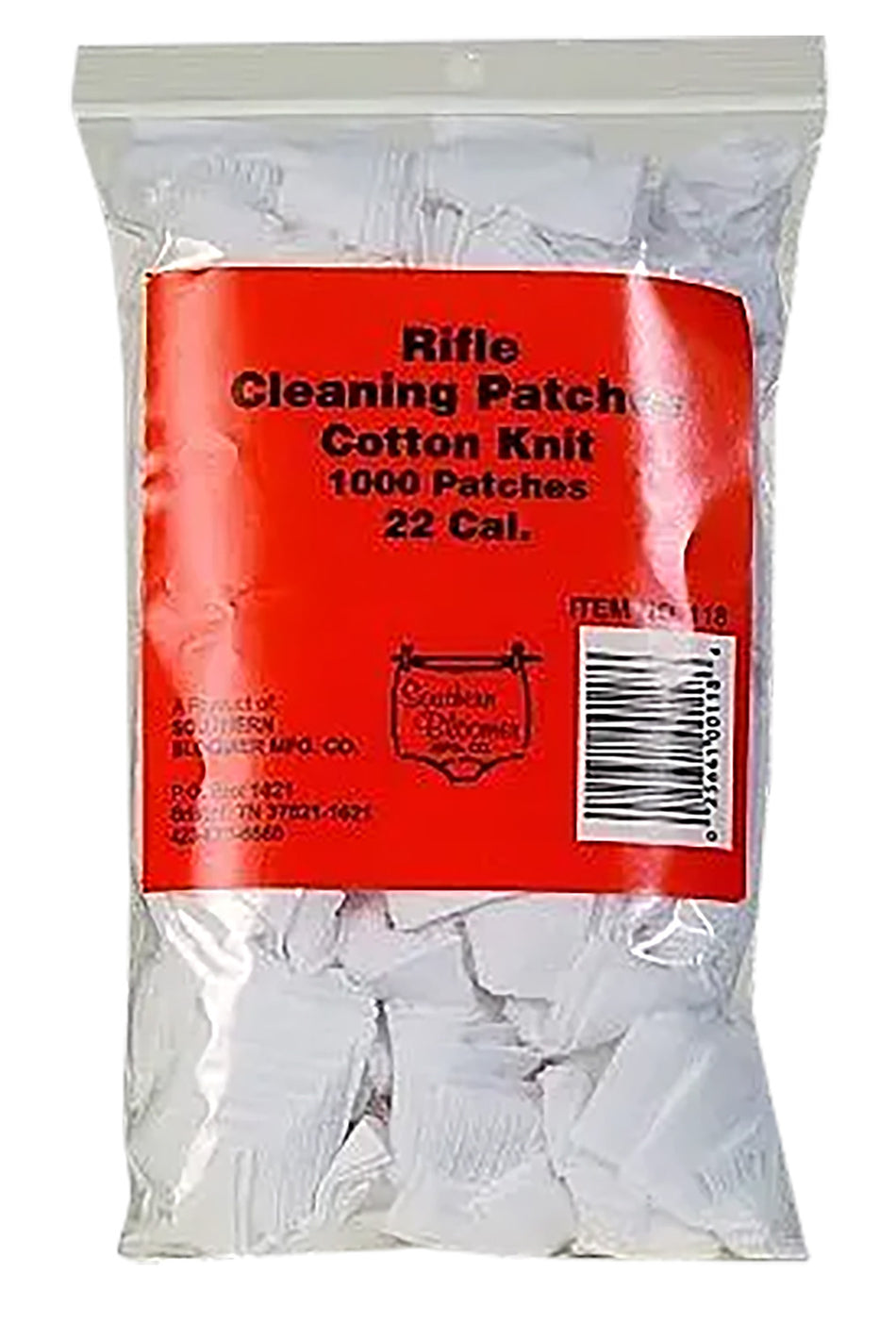 Southern Bloomer 118 .22 Cal Cotton Gun Cleaning Patches 1000 Per Bag