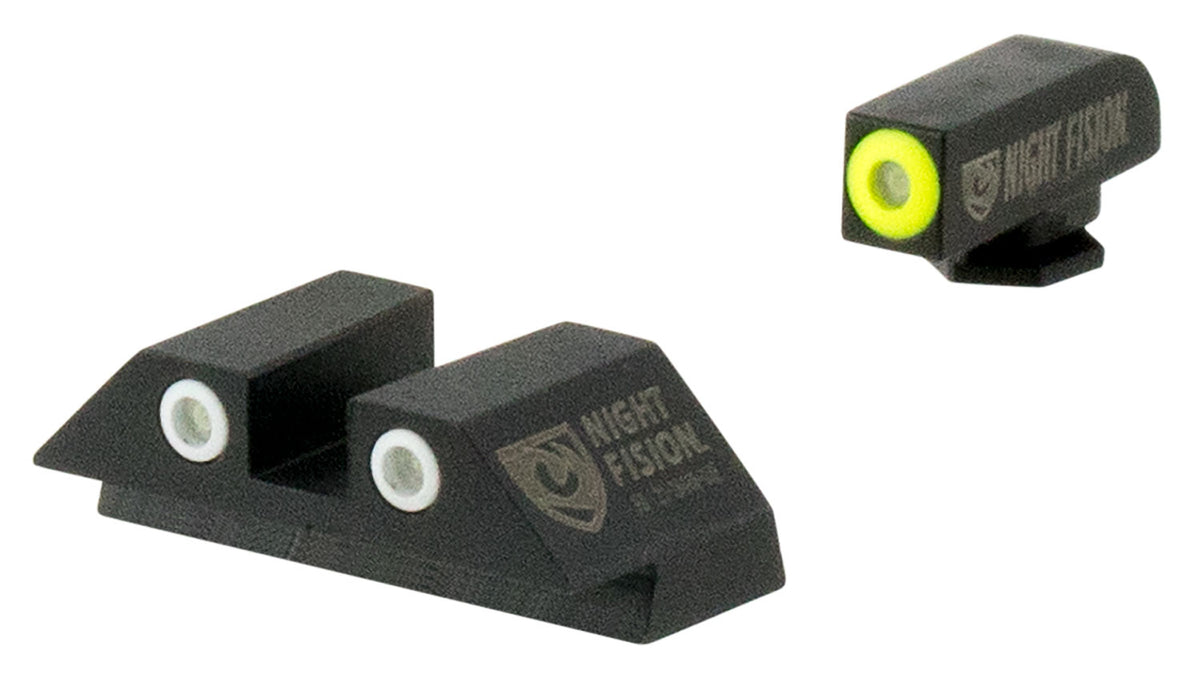 Night Fision GLK001003YGW Tritium Night Sights for Glock - Yellow Outline Front, White Outline Rear - Glock 17/19/22