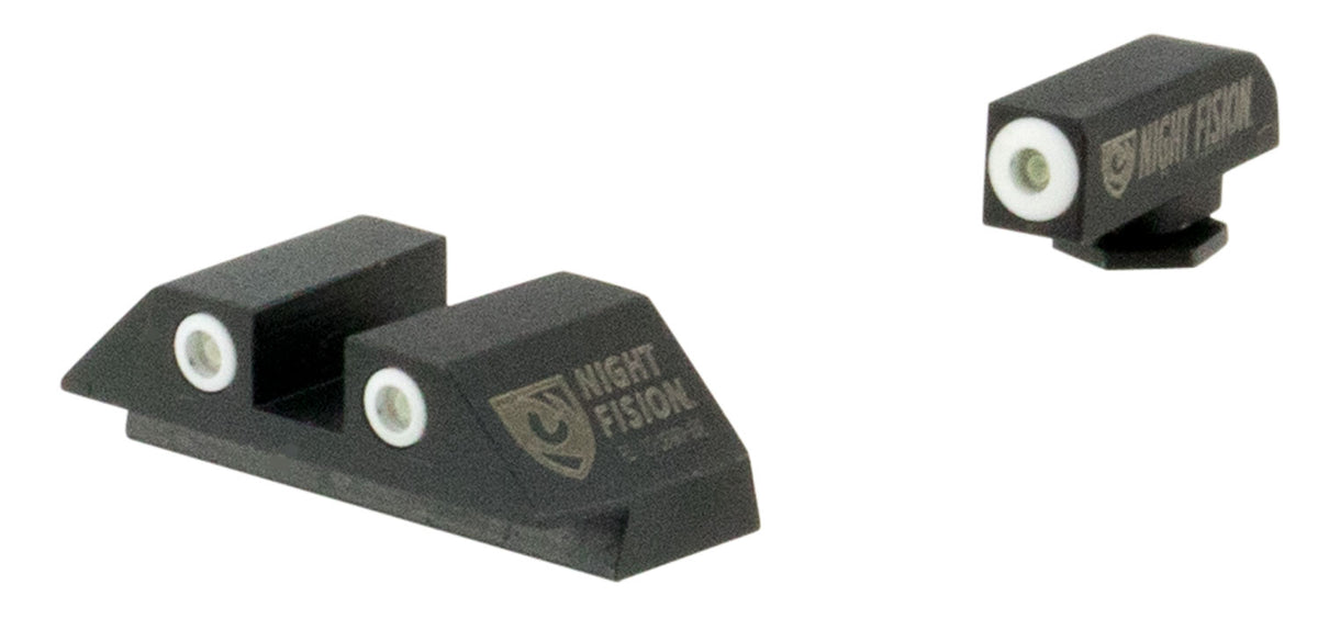 Night Fision GLK001003WGZ Tritium Night Sights for Glock - White Outline Front, Black Outline Rear - Glock 17/19/22