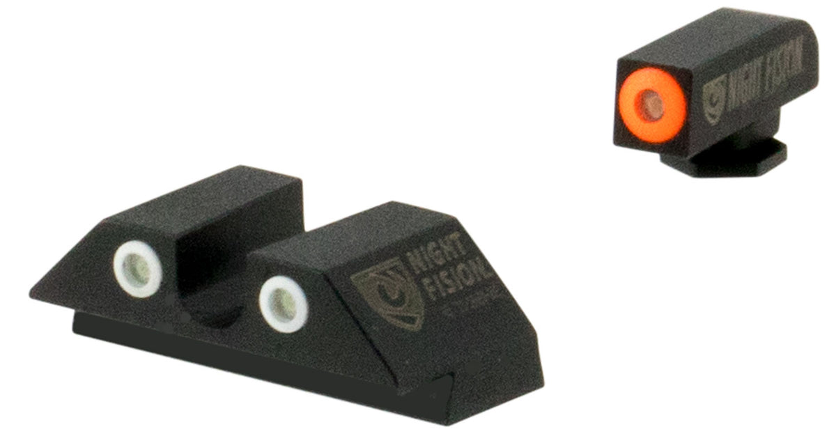 Night Fision GLK001007OGZ Tritium Night Sights for Glock - Orange Outline Front, Black Outline Rear - Glock 17/19/22