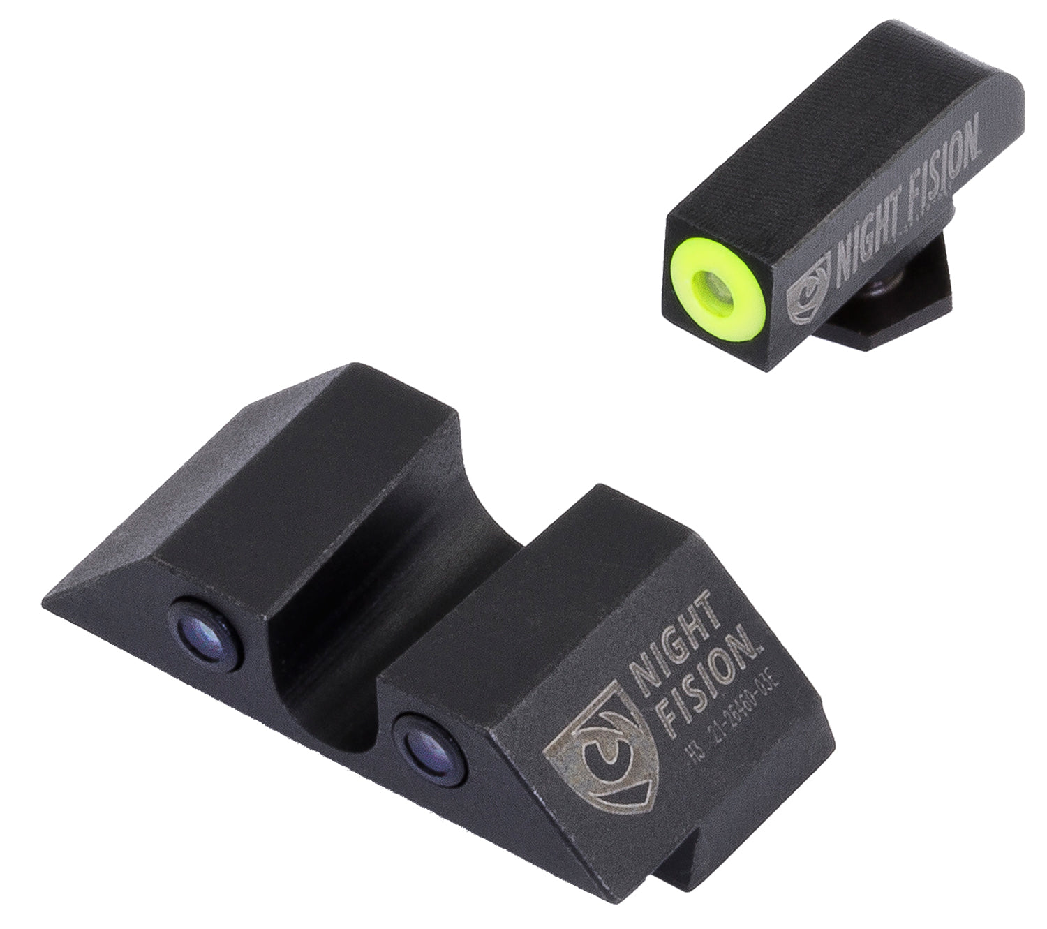 Night Fision GLK003007YGZ Tritium Night Sights for Glock - Yellow Outline Front, Black Outline Rear - Glock 42/43/43X
