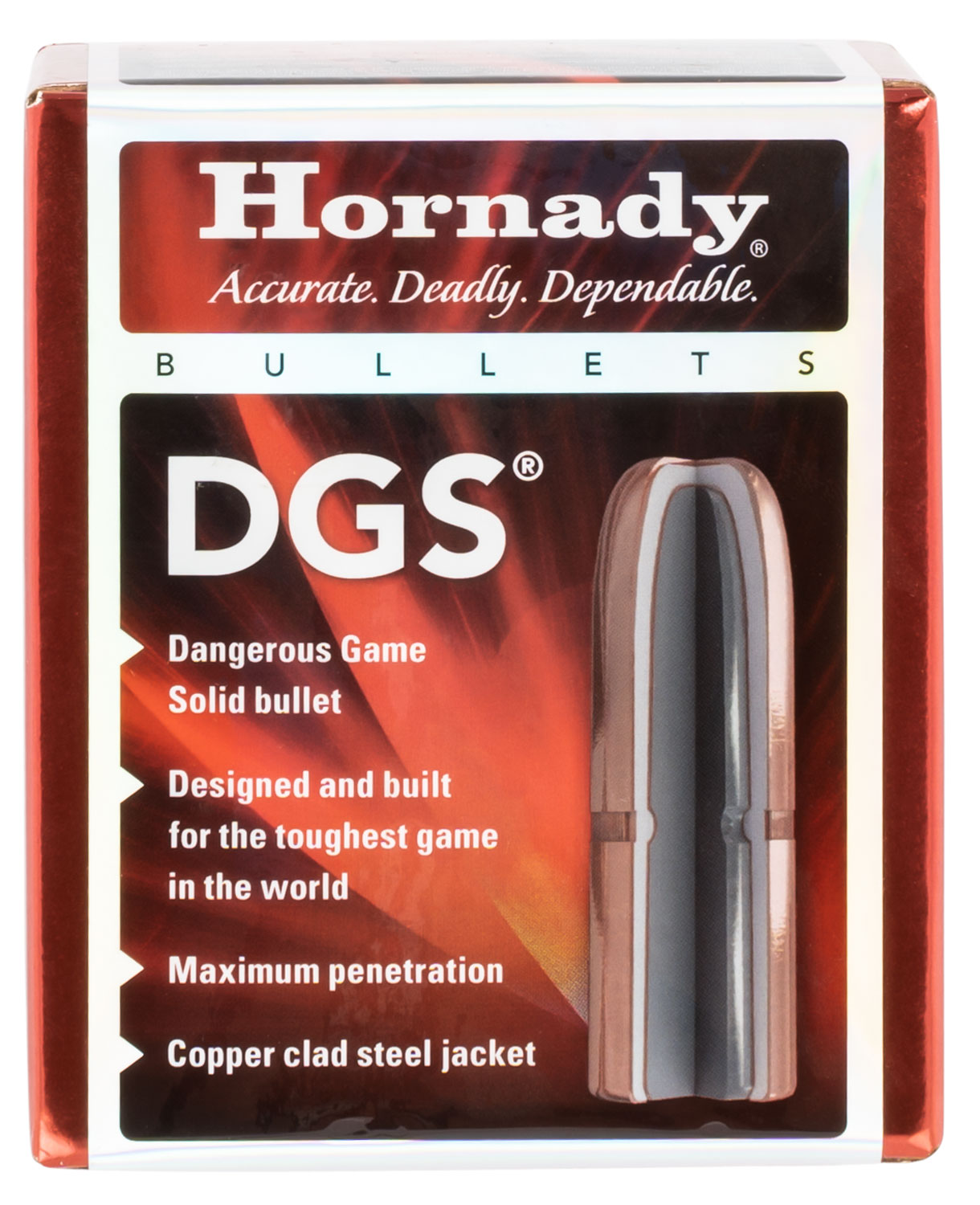 Hornady DGS Bullets 45 Caliber .458 Diameter 500gr Copper-Clad Steel Jacket 50-Count