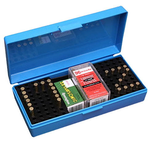 MTM Case-Gard SB20020 SB-200 Multi-Caliber Rimfire Rifle Ammo Box 100-250rd Blue Polypropylene